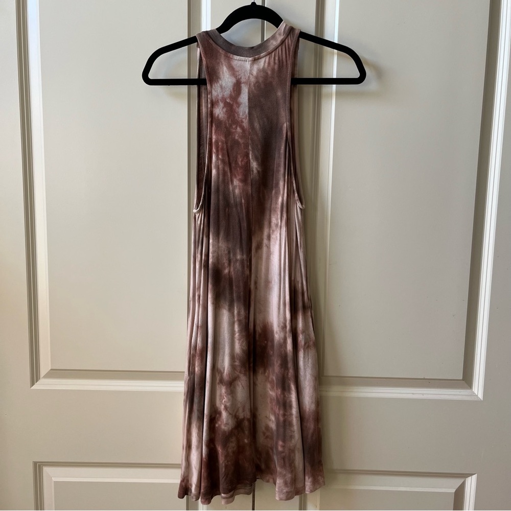 Brown and Cream Tie Dye look Sleeveless A line dress with pockets size Large - Picture 2 of 7